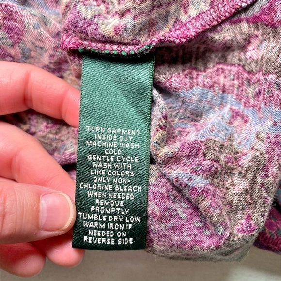 Lauren Ralph Lauren Dark Burgandy Paisley Tank Top with Ruffles - Picture 8 of 11